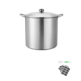 21 QT Canning Pot with Rack and Lid, Stainless Steel Waterbath Canner with Dual Handle and Glass Lid, Compatible with All Cooktops: Induction, Ga