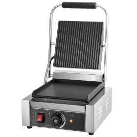 Commercial Panini Grill, 1800W Electric Sandwich Panini Maker, Stainless Steel Sandwichs Press Grill with Handle and Temp Control