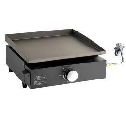 Commercial Griddle, 16.9" Heavy Duty Manual Flat Top Griddle, Countertop Gas Grill with Non-Stick Cooking Plate, Steel Natural Gas Griddle