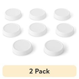(2 pack) Pack of 8 BPA-Free Plastic Regular Mouth Canning Jar Lids, White