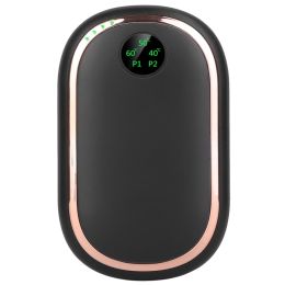 2 Colors Options -- 1Pc Rechargeable Hand Warmer Electric Hand Heater Portable Reusable Pocket Warmer Power Bank With Digital Display Sunset Ligh (Option: Black)