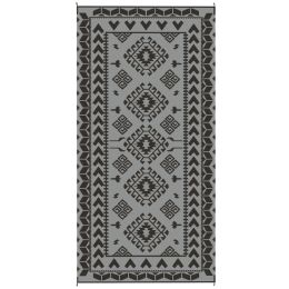 Reversible Outdoor Rug, Waterproof Plastic Straw With Carry Bag, 9 X 18, Black & Gray Rhombus Patchwork (Option: Gray)
