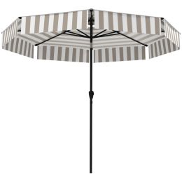 8.6FT Patio Umbrella,  Outdoor Market Umbrella, 2-Tier Vented Patio Table Umbrella With Crank 8 Ribs, Tiltable Porch Umbrella For Garden Deck Poo (Option: Light Gray)