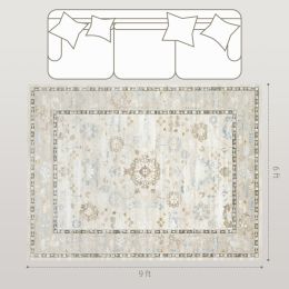 6x9 Area Rug, Indoor Boho Machine Washable Carpet For Living Room, Bedroom, Dining Room, Kitchen, Blue (Option: Blue)