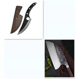 Hand forged boning knife (Option: Black set Leather case)