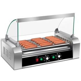 Stainless Steel Hot Dog Maker - 7 Rows, Toughened Glass Hood & 17.7"x9.8" Grill Surface (Option: Defaulttitle)