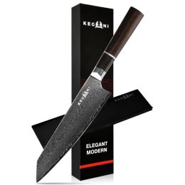 Kegani 8 Inch Japanese Kiritsuke Chef Knife, Japanese 67 Layers VG-10 Damascus Knife, Ebony FullTang Handle Natural Texture Japanese Knife Sushi (Option: Kiritsuke Chef Knife)