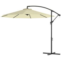 10 Cantilever Tilt Offset Patio Umbrella W UV & Water Safe Material & Cross Base Weight Not Included, Beige (Option: Beige)