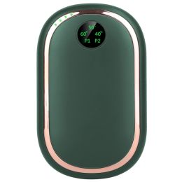 2 Colors Options -- 1Pc Rechargeable Hand Warmer Electric Hand Heater Portable Reusable Pocket Warmer Power Bank With Digital Display Sunset Ligh (Option: Green)