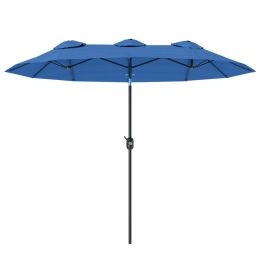 Double-sided Patio Umbrella, 9.5 Outdoor Umbrella With Push Button Tilt And Crank, 3 Air Vents And 12 Ribs, Navy Blue (Option: Navy Blue)