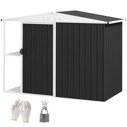 8 X 4ft Outdoor Garden Shed, Metal Shed With Air Vents And Lock For Backyard, Garden, Patio, Dark Gray (Option: Gray)