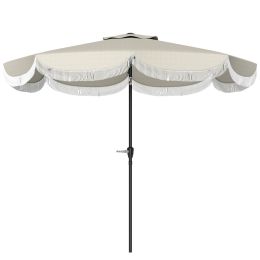 9FT Patio Umbrella,  Outdoor Market Umbrella With Crank, 8 Ribs, Push Button Tilt, Vented Patio Table Umbrella For Deck Backyard Lawn, Light Gray (Option: Light Gray)