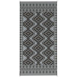 Reversible Outdoor Rug, Waterproof Plastic Straw With Carry Bag, 9 X 18, Black & Gray Rhombus Border (Option: Gray)