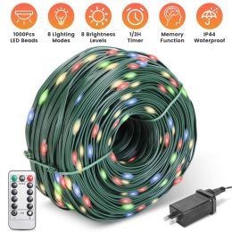 330FT String Lights Outdoor Christmas Decoration Lights With Remote IP44 Waterproof 8 Lighting Modes 8 Brightness Timer Plug In Fairy Light Xmas (Option: Colorful Lighting)
