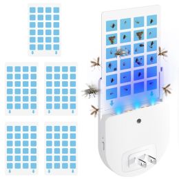 1Set Plug In Indoor Flying Insect Trap 5 Glue Boards UV Light Mosquito Killer With Night Light Dimmable Brightness Fly Odorless Safe Bug Zapper F (Option: Trap)