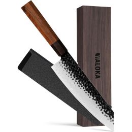 8 Inch Gyuto Knife - Professional Japanese Chef Knife - 3 Layers 9CR18MOV High Carbon Steel - Hand Hammered Blade Kitchen Knife (Option: Kiritsuke Knife)