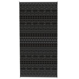 Reversible Outdoor Rug, Waterproof Plastic Straw With Carry Bag, 9 X 18, Black & Gray Geometric Wall (Option: Black)