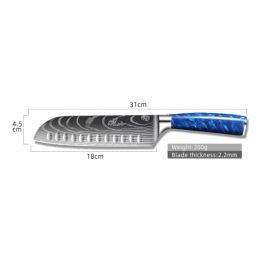 8-inch Chef Knife with Blue Resin Handle (Option: 7inch scattered knives)