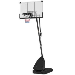 5-10 Basketball Stand, Freestanding Basketball System With 44 Shatterproof Backboard, Rebound System And Wheels (Option: Black)