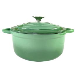 Dutch Oven,Dutch Oven Pot with Lid,3 QT Enamel Dutch Ovens with Dual Handles,Cast Iron Pot for Braiser,Cooking,Gifts for Family (Color: Green)