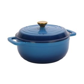 6 Quart Pot with Lid and Dual Handles for Stews/Roasting (Color: Blue, Type: Style B)