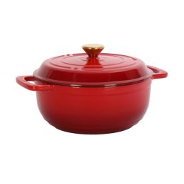 6 Quart Pot with Lid and Dual Handles for Stews/Roasting (Color: Red, Type: Style B)