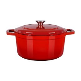 6 Quart Pot with Lid and Dual Handles for Stews/Roasting (Color: Red, Type: Style A)
