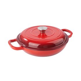 Household Dutch Oven Pot with Lid for Stews/Cooking (Color: Red, Type: 3 Quart)