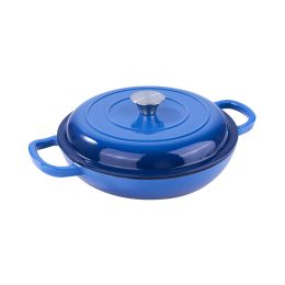 Household Dutch Oven Pot with Lid for Stews/Cooking (Color: Blue, Type: 3 Quart)