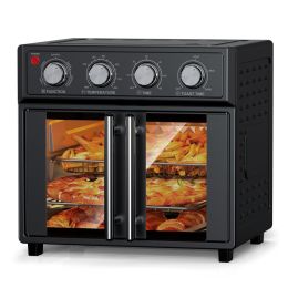 29.5 QT Air Fryer Convection Toaster Oven, French Door, 6 Slices, 1700W, Multifunction Oven, Air Fryer, Toast, Grill, Defrost, Bake, Time And Tem (Option: AFJ26ABLACK)