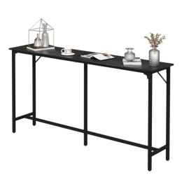 71-Inch Bar Table (Black) - 209 Lbs Capacity Pub Height Table With Durable MDF Top & Metal Frame, Ideal For Kitchen/Bar Counte (Option: Defaulttitle)