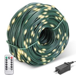 330FT String Lights Outdoor Christmas Decoration Lights With Remote IP44 Waterproof 8 Lighting Modes 8 Brightness Timer Plug In Fairy Light Xmas (Option: Warm Lighting)