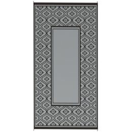 Reversible Outdoor Rug, Waterproof Plastic Straw With Carry Bag, 9 X 18, Black & Gray Gourd Border (Option: Gray)